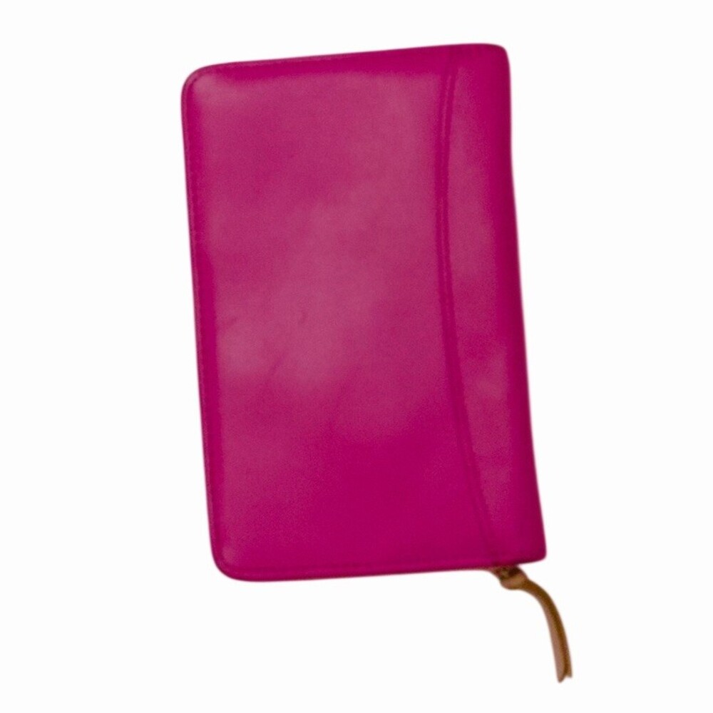 Pink Genuine Leather Rayer Passport Holder Travel Wallet Organizer Zip Around